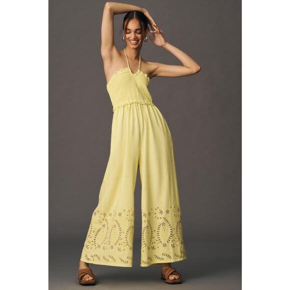 Anthropologie Strapless Eyelet Jumpsuit - New Large - Picture 1 of 5